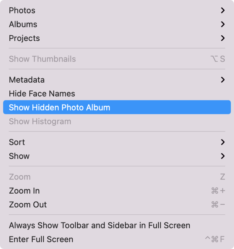 Mostrar el álbum de fotos oculto en Mac