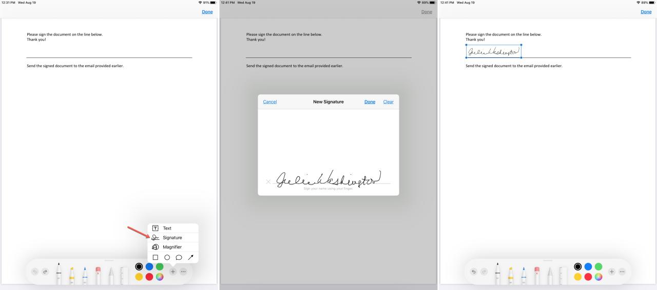 Firmar el marcado de archivos adjuntos de correo electrónico en el iPad