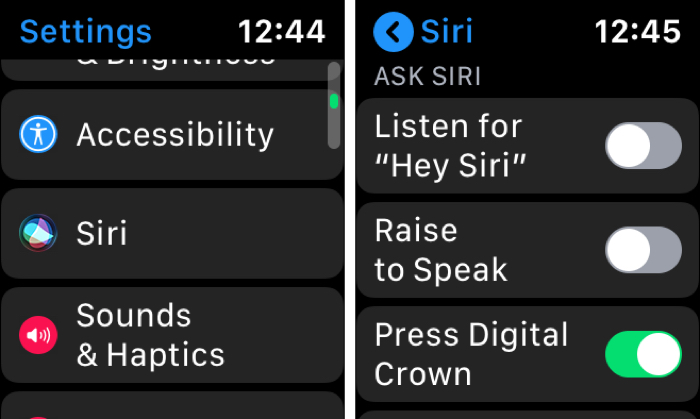 Configuración de Siri en Apple Watch