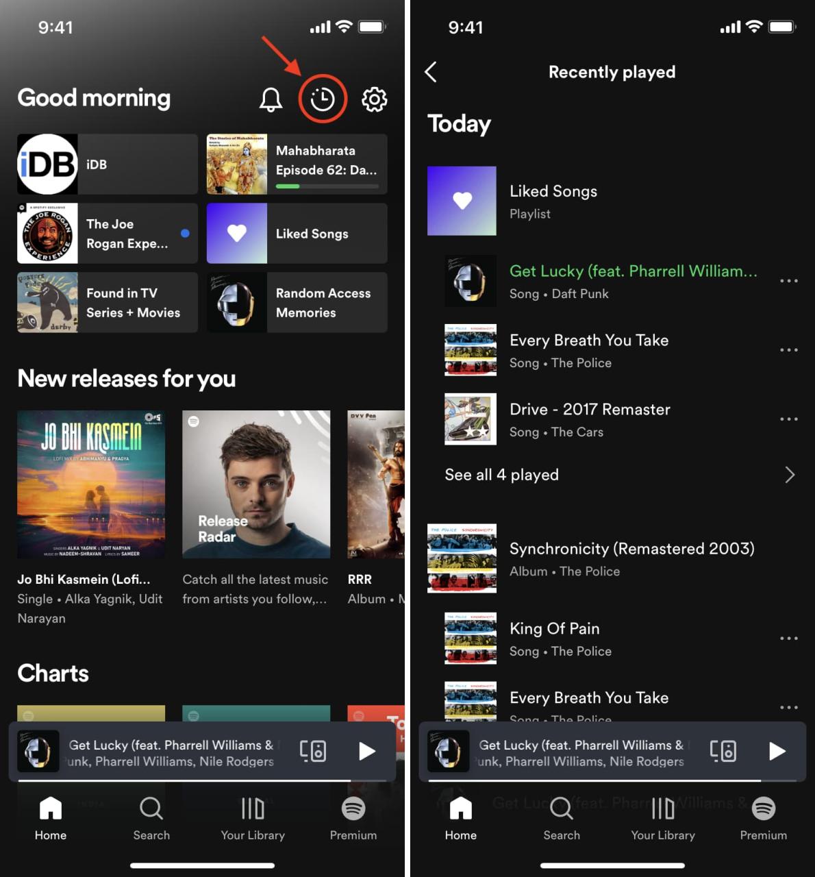 Pasos para ver tus canciones reproducidas recientemente de Spotify en el móvil
