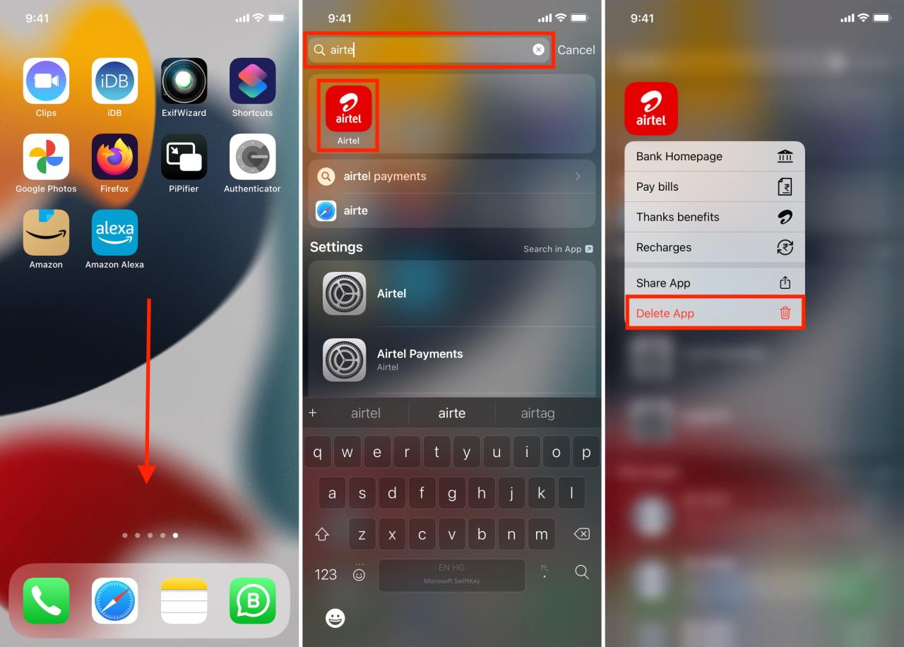 Pasos para eliminar una aplicación invisible de Spotlight Search en iPhone