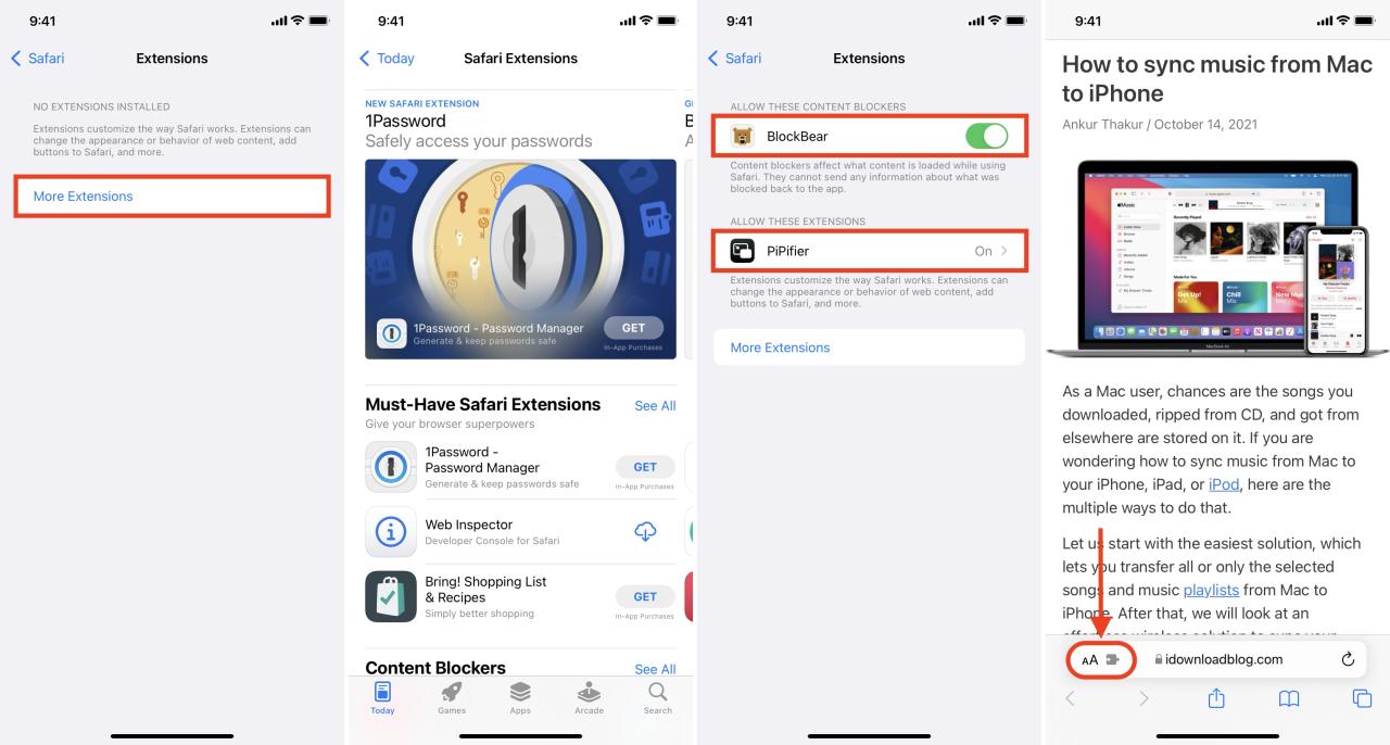 Pasos para descargar, instalar y usar extensiones de Safari en iPhone en iOS 17