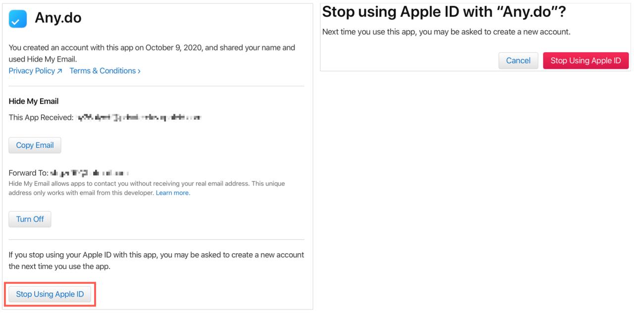 Detener aplicaciones usando ID de Apple en línea