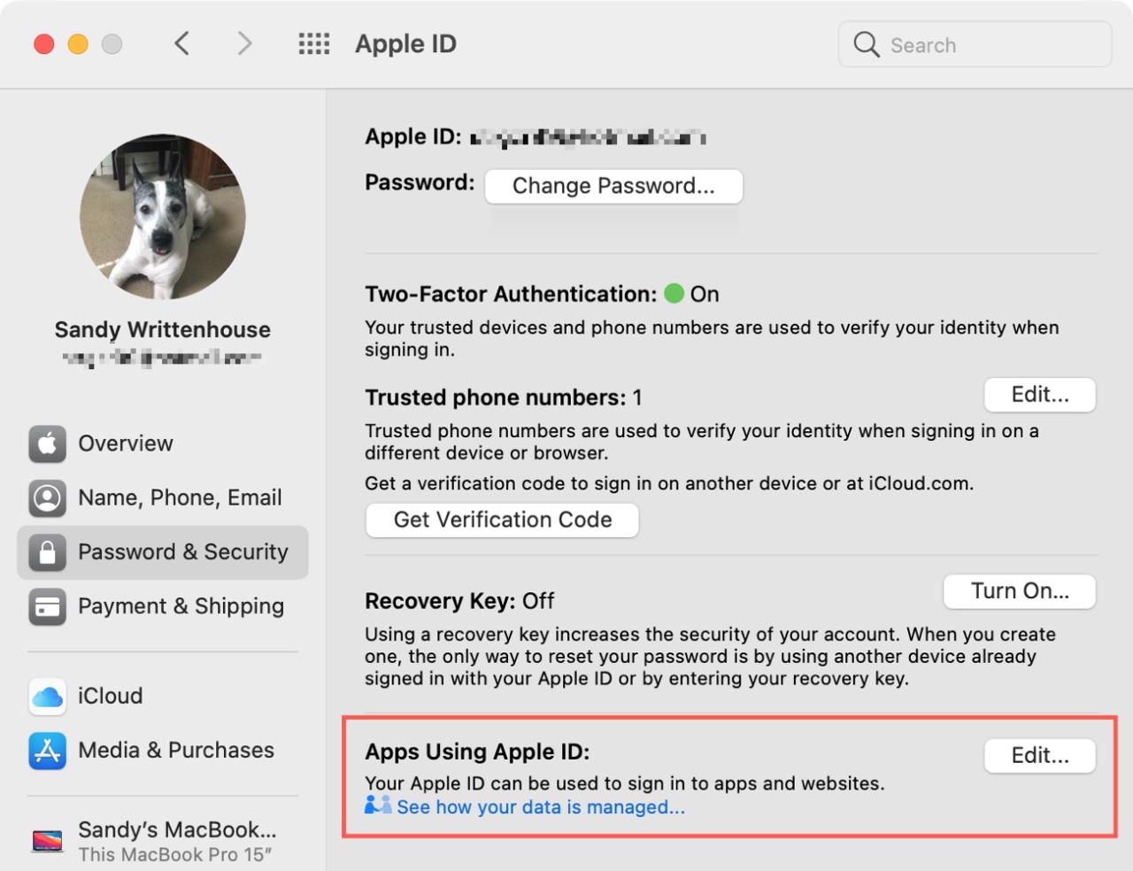 Preferencias del sistema ID de Apple en Mac