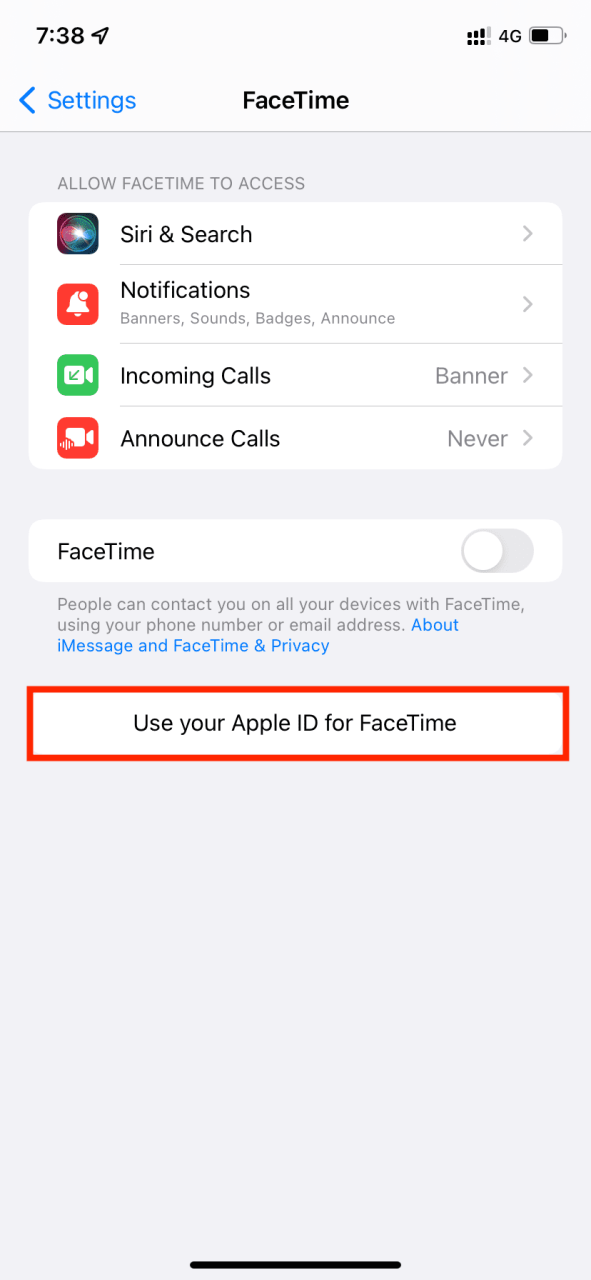 Use su ID de Apple para FaceTime