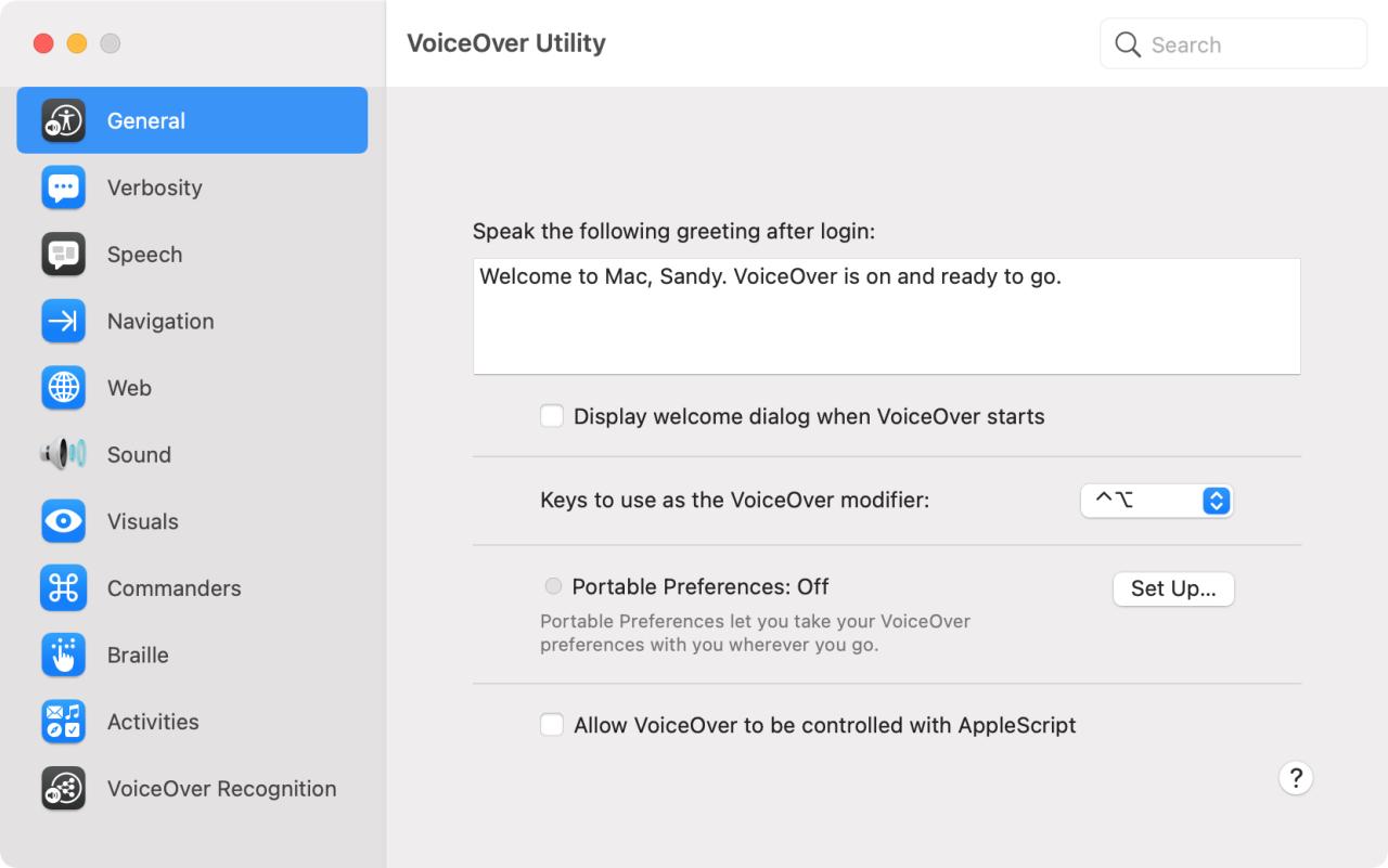 Utilidad VoiceOver General