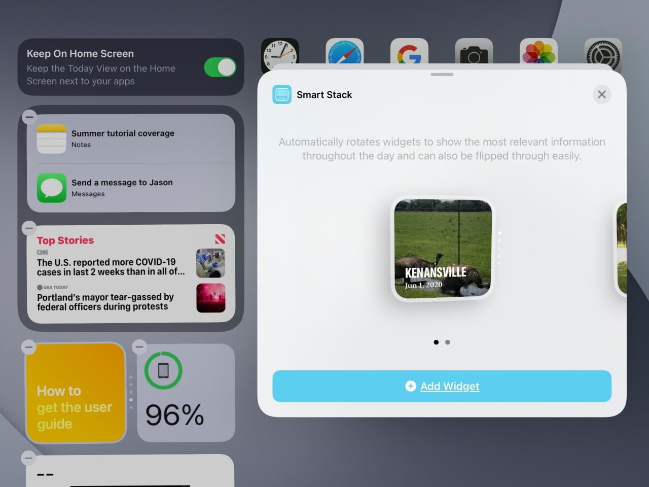 Galería de widgets iPad Smart Stack