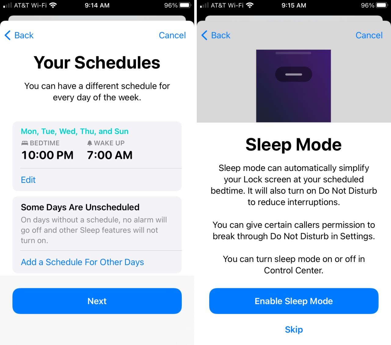 Tus horarios para dormir en iPhone