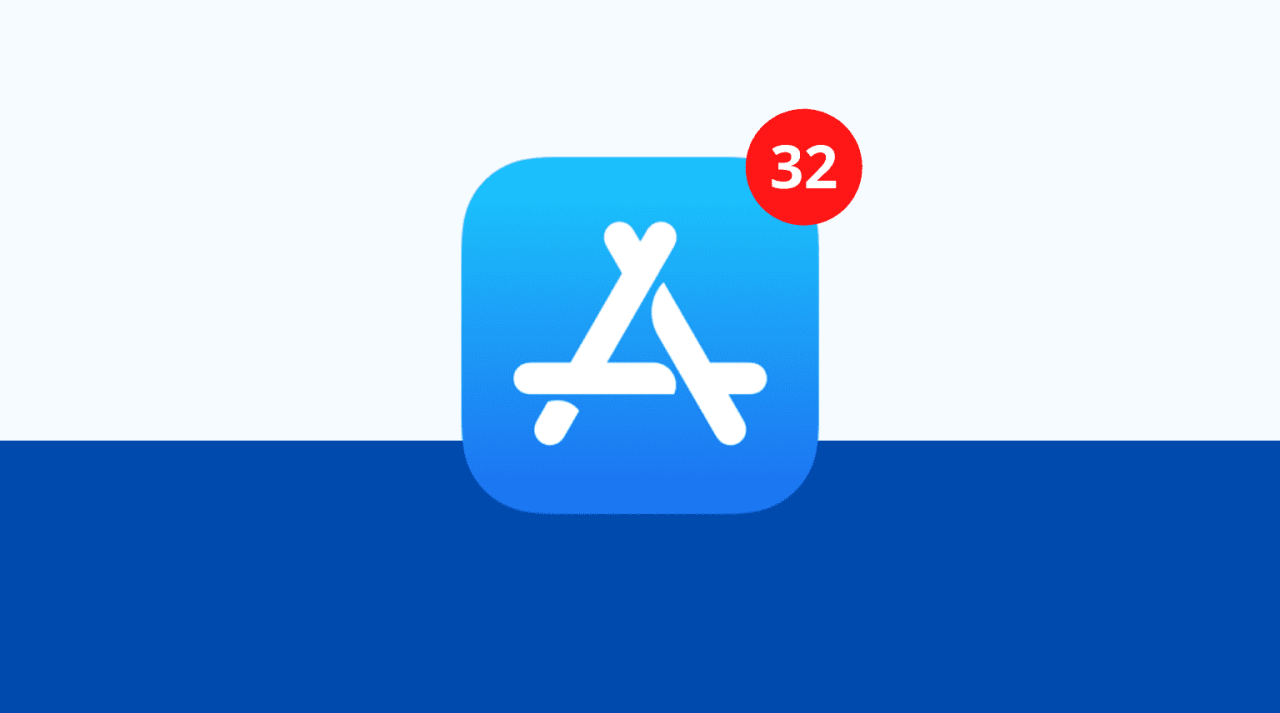 Logotipo de Apple App Store con actualizaciones pendientes en insignia roja