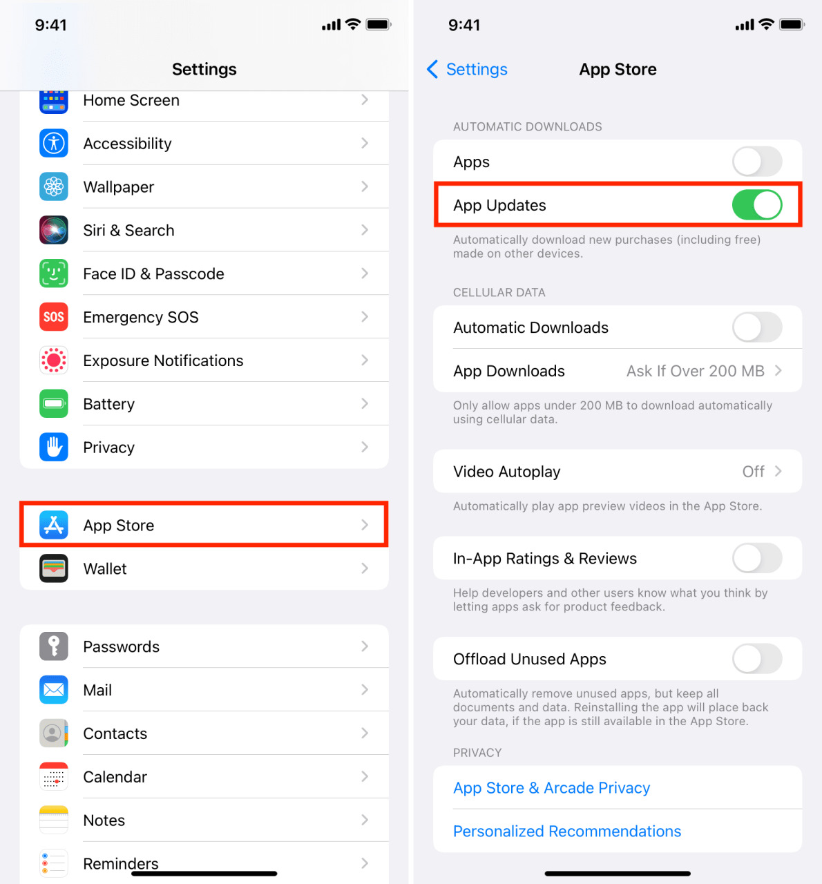 Actualizaciones automáticas de aplicaciones en iPhone