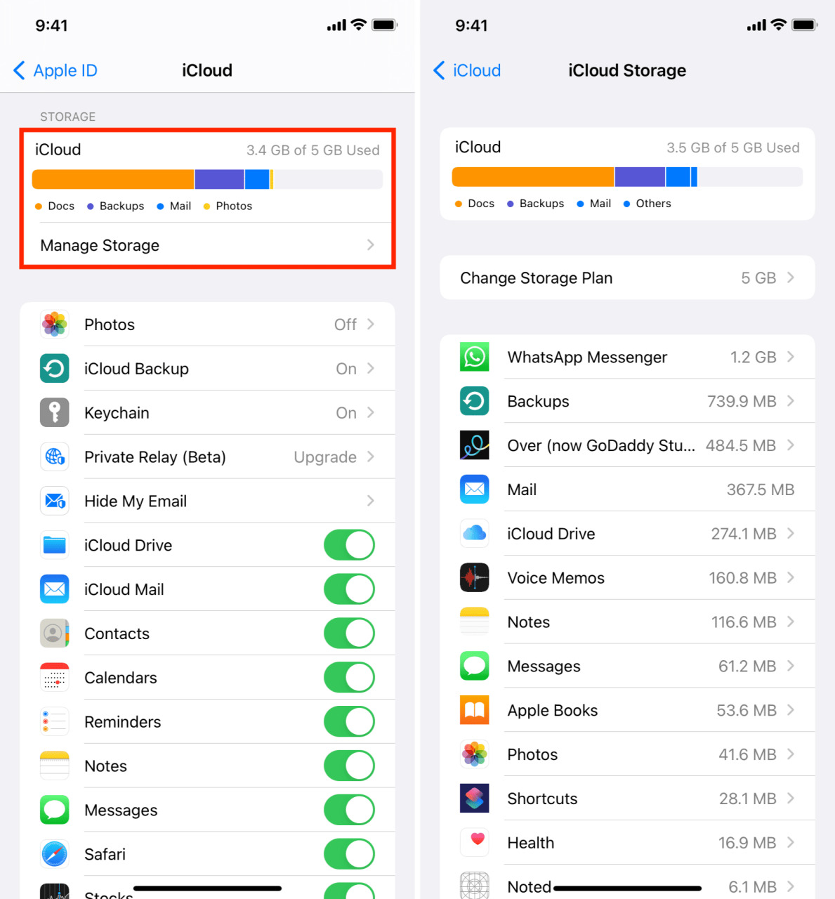 Almacenamiento de iCloud en iPhone