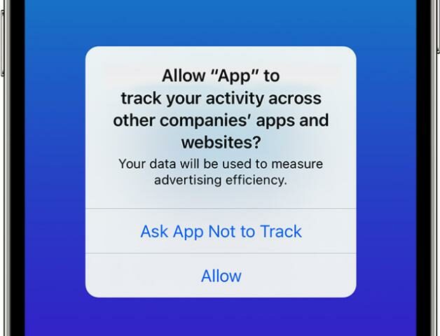 iPhone Permitir que las aplicaciones soliciten rastrear atenuado