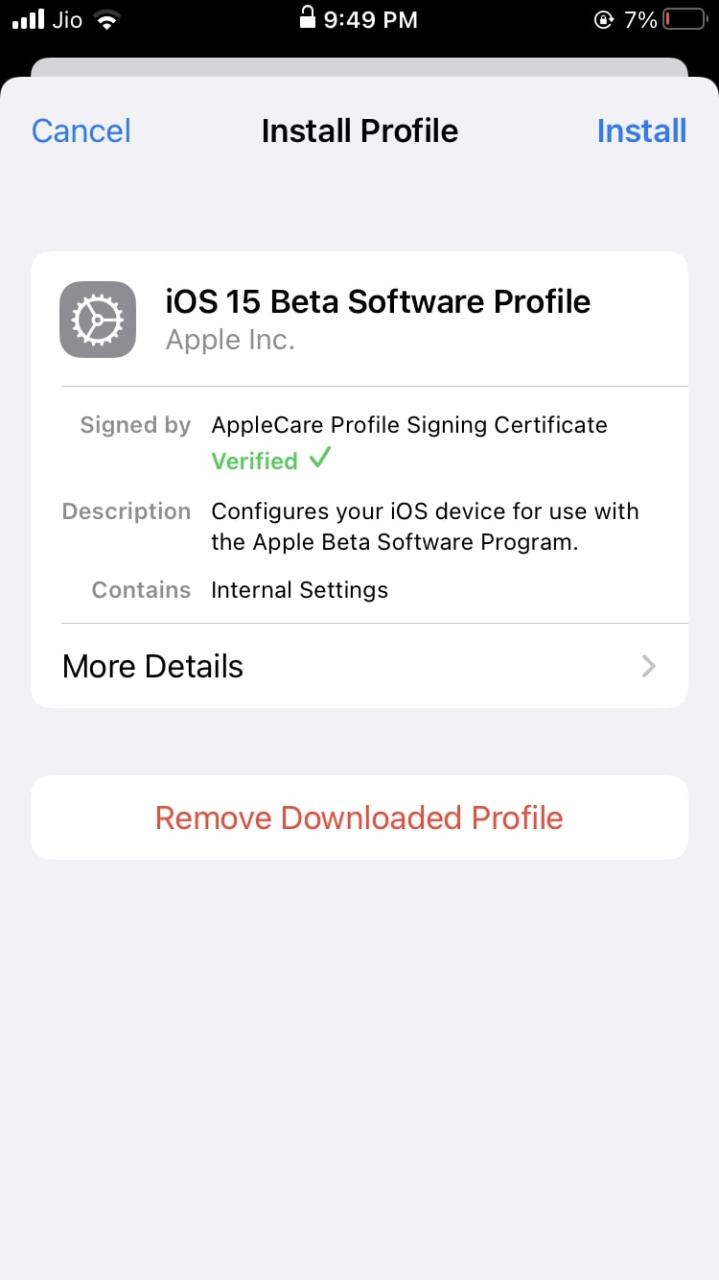 Perfil beta de iOS 17