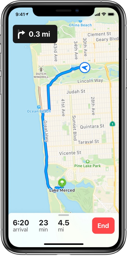 Direcciones de ciclismo de Apple Maps: visualización de la ruta completa