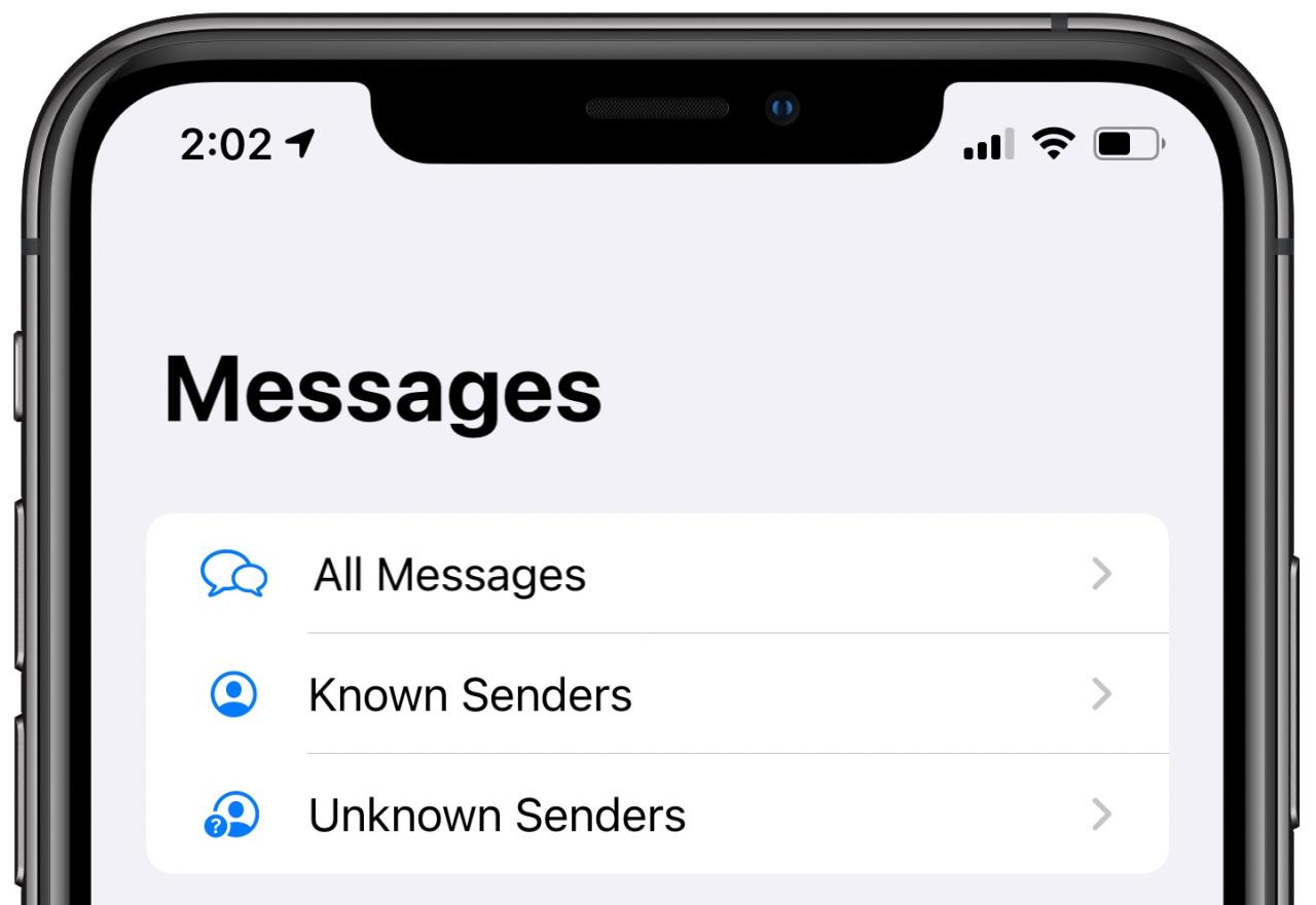 Filtrado de mensajes de iOS 17