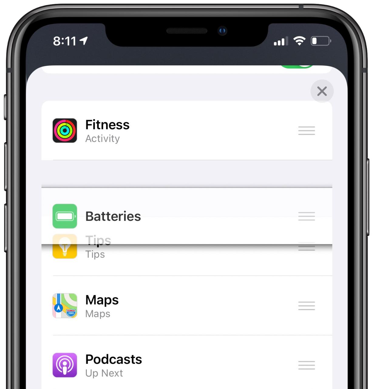 Widgets Smart Stack en iPhone: reordenación de widgets