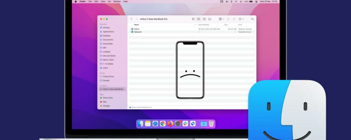 Arreglar el iPhone que no aparece en Finder en Mac