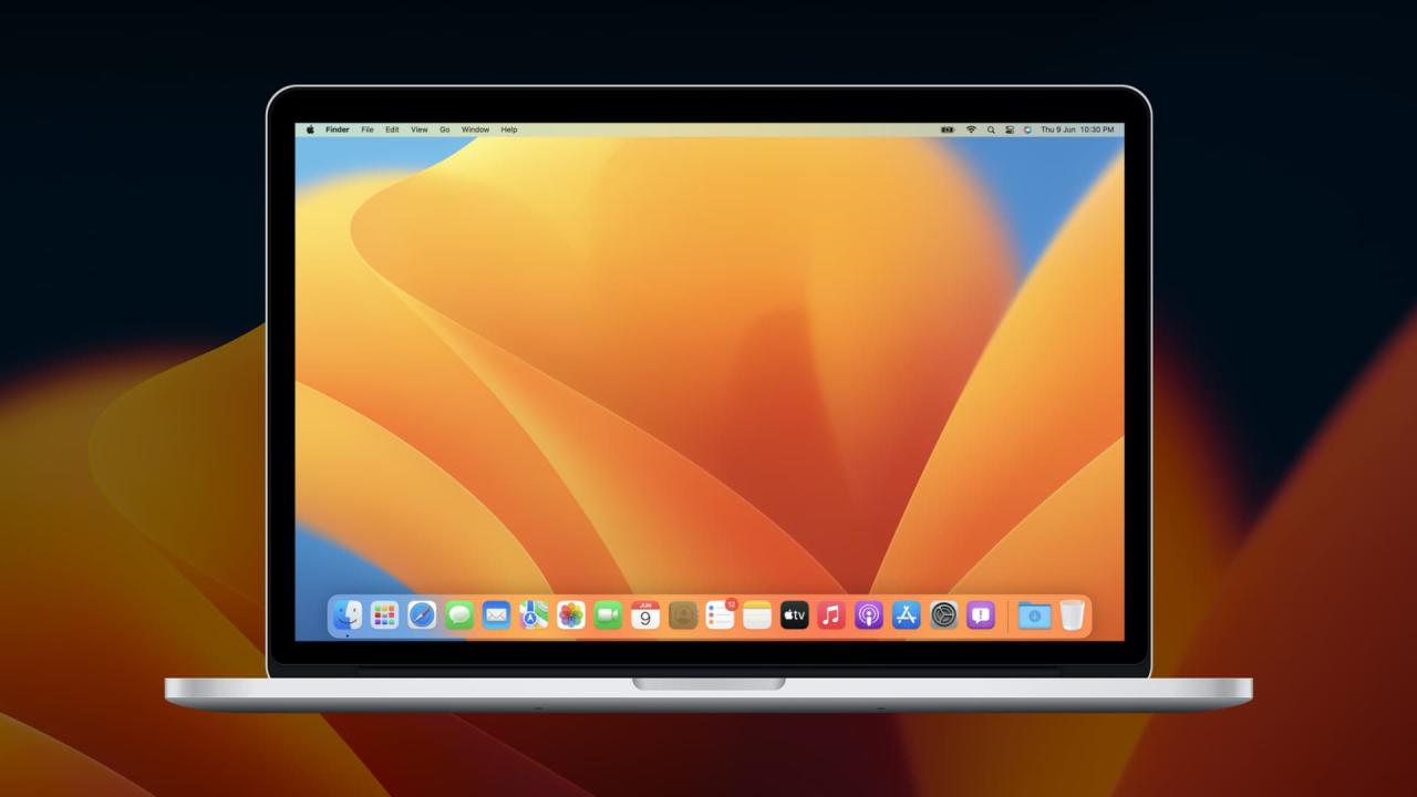 macOS Ventura ejecutándose en una MacBook