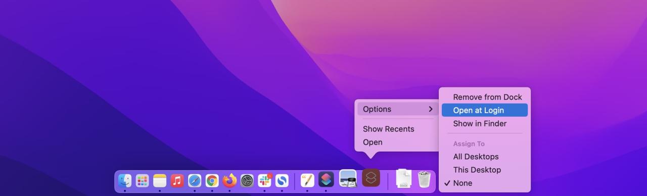 Abrir acceso directo automáticamente al iniciar sesión en Mac