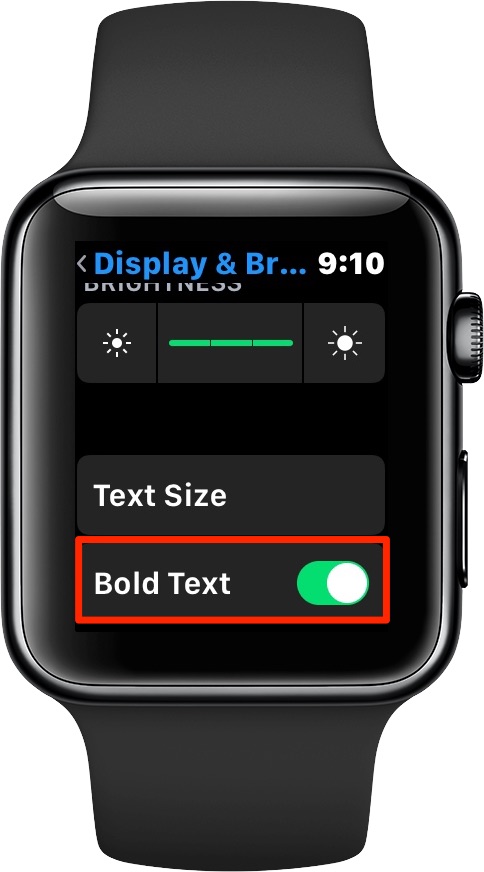 Configuración de texto en negrita en Apple Watch