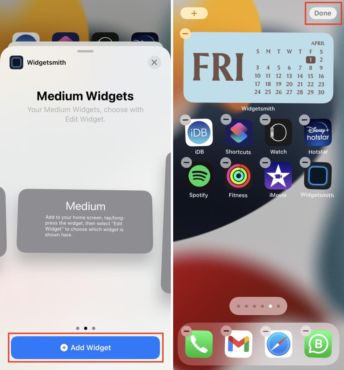 Agregar Widgetsmith Widget en la pantalla de inicio del iPhone