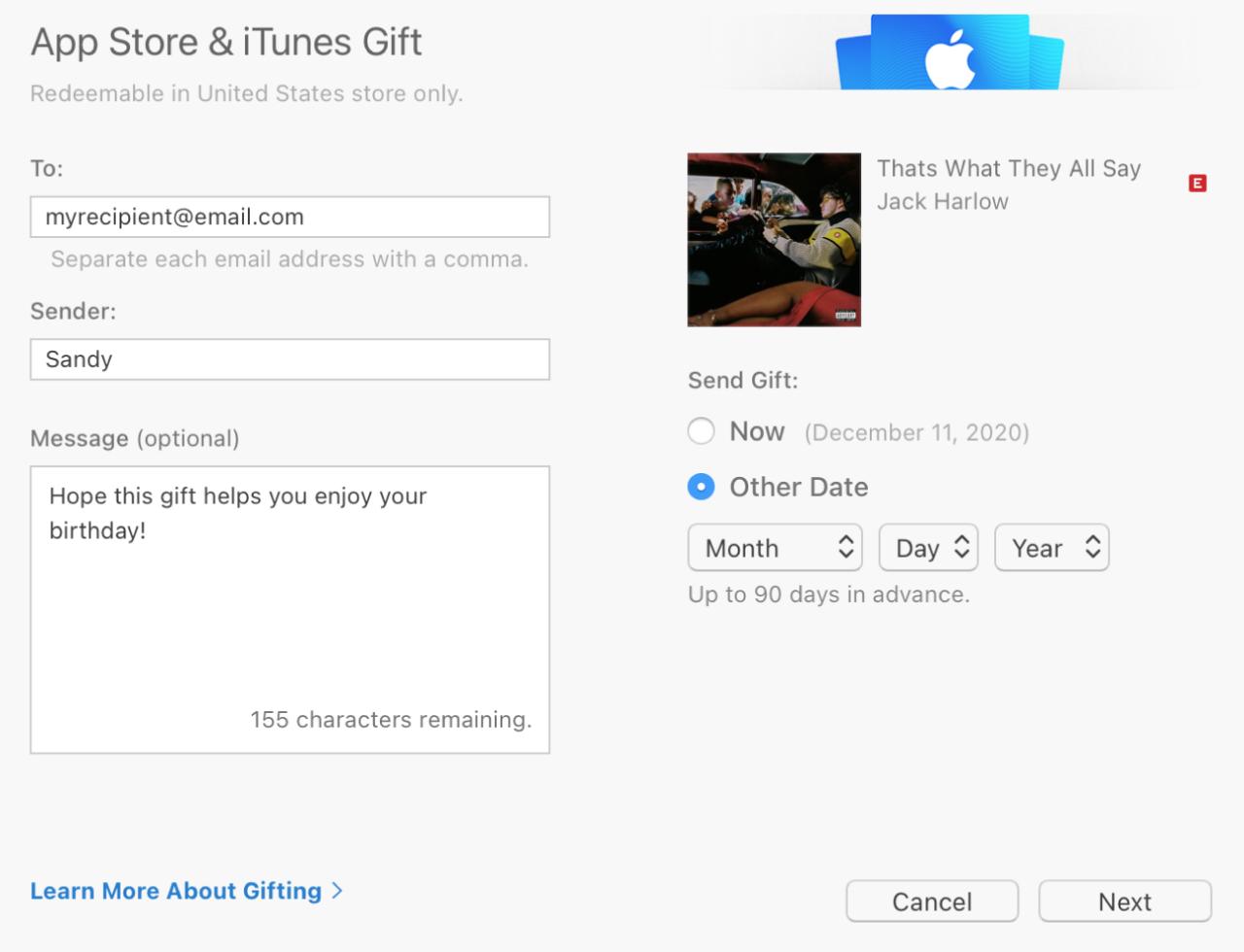 App Store iTunes Regalo en Mac