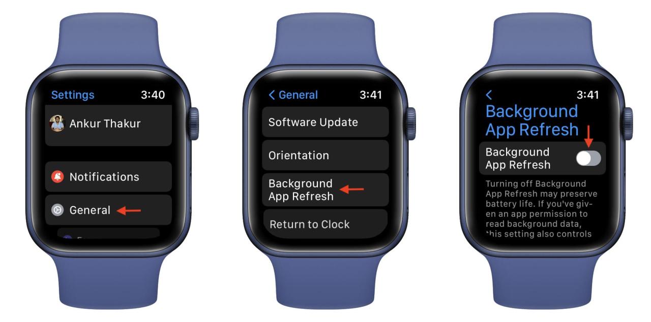 Desactive la actualización de la aplicación en segundo plano en Apple Watch