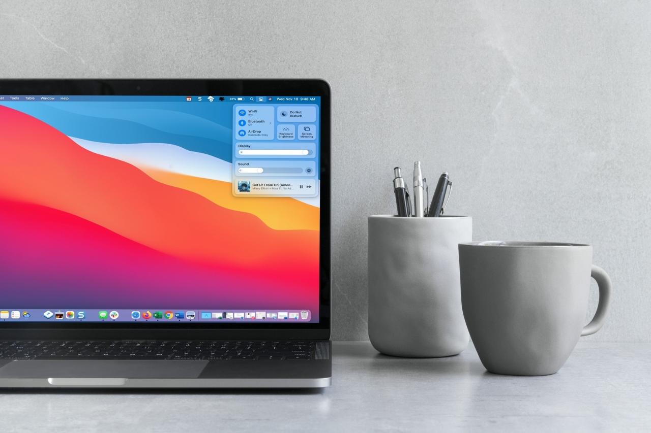Centro de control en MacBook Pro con Big Sur