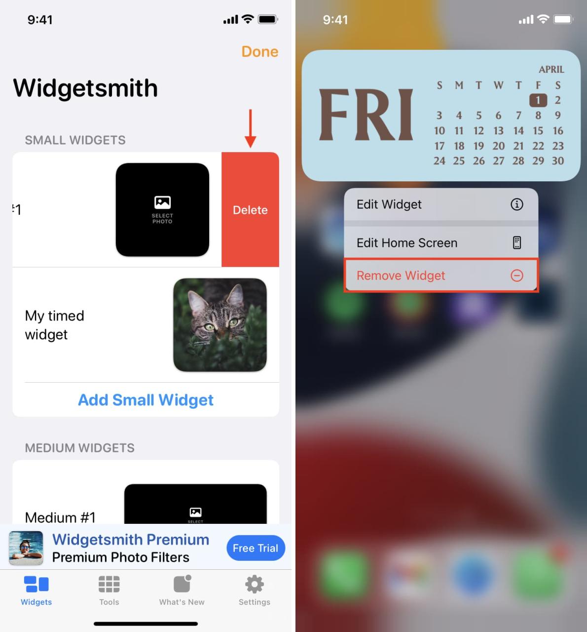 Eliminar el widget de Widgetsmith del iPhone