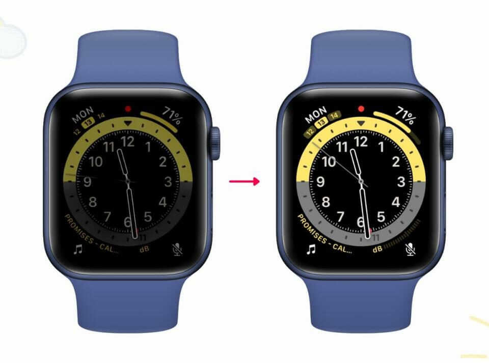 Esferas tenues y brillantes de Apple Watch