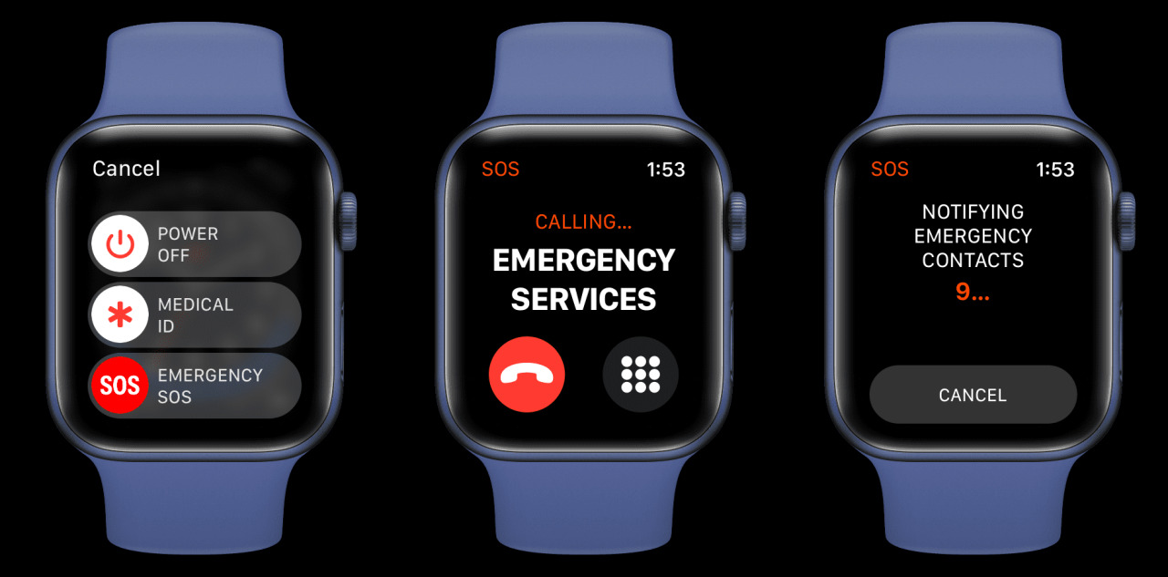 Servicios de emergencia SOS en Apple Watch
