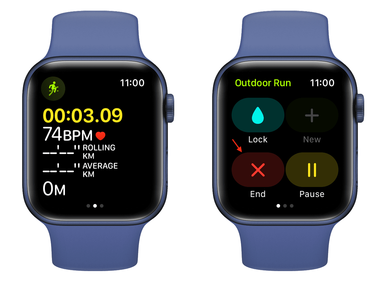 Finalizar entrenamiento en Apple Watch