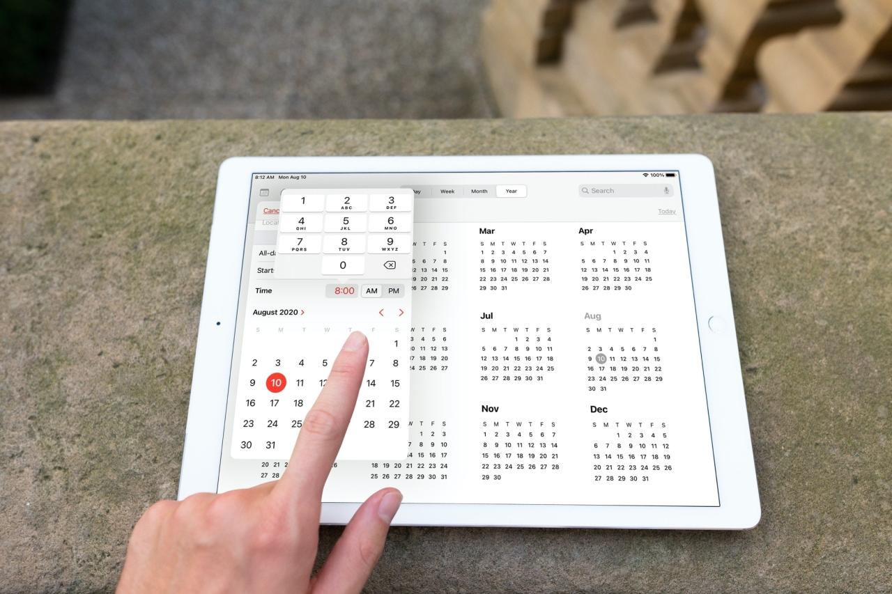Selector de fecha y hora mejorado Calendario iPad