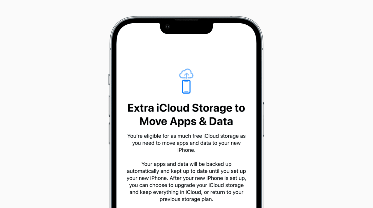 Almacenamiento adicional de iCloud para mover aplicaciones y datos en el iPhone