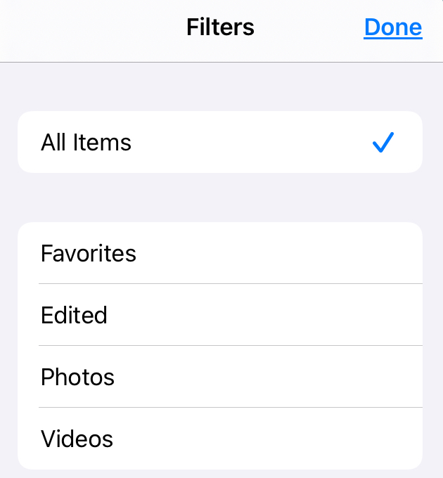 Filtro Tipos Fotos iPad