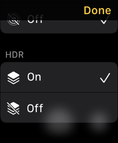 HDR en Camera Remote en Apple Watch