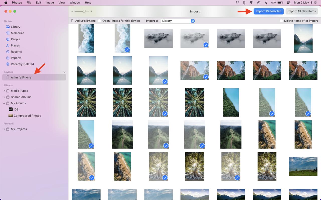 Importar fotos de iPhone a la aplicación Fotos de Mac