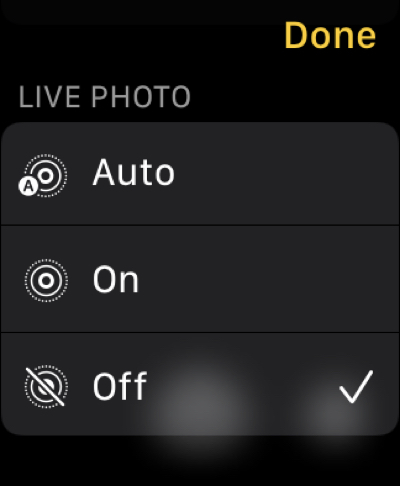 Live Photo en Camera Remote en Apple Watch