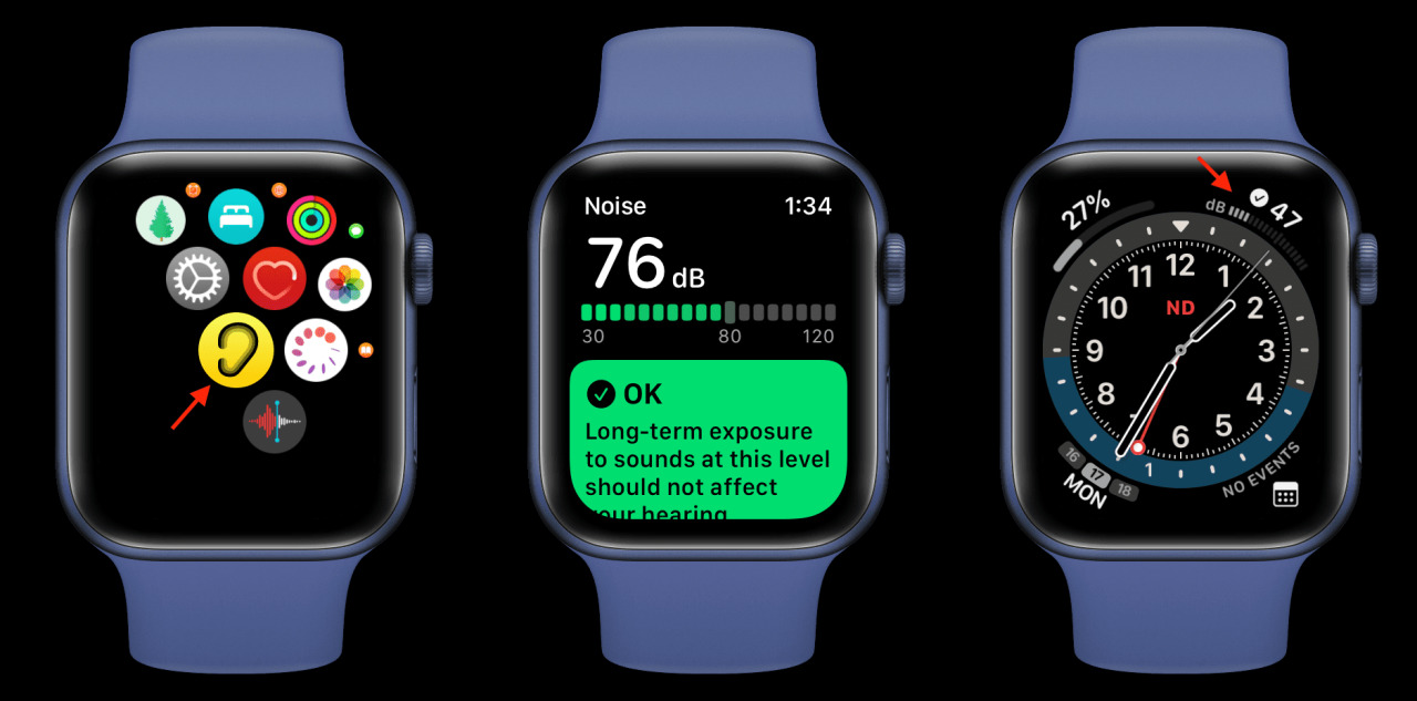 Aplicación de ruido y nivel de ruido en Apple Watch