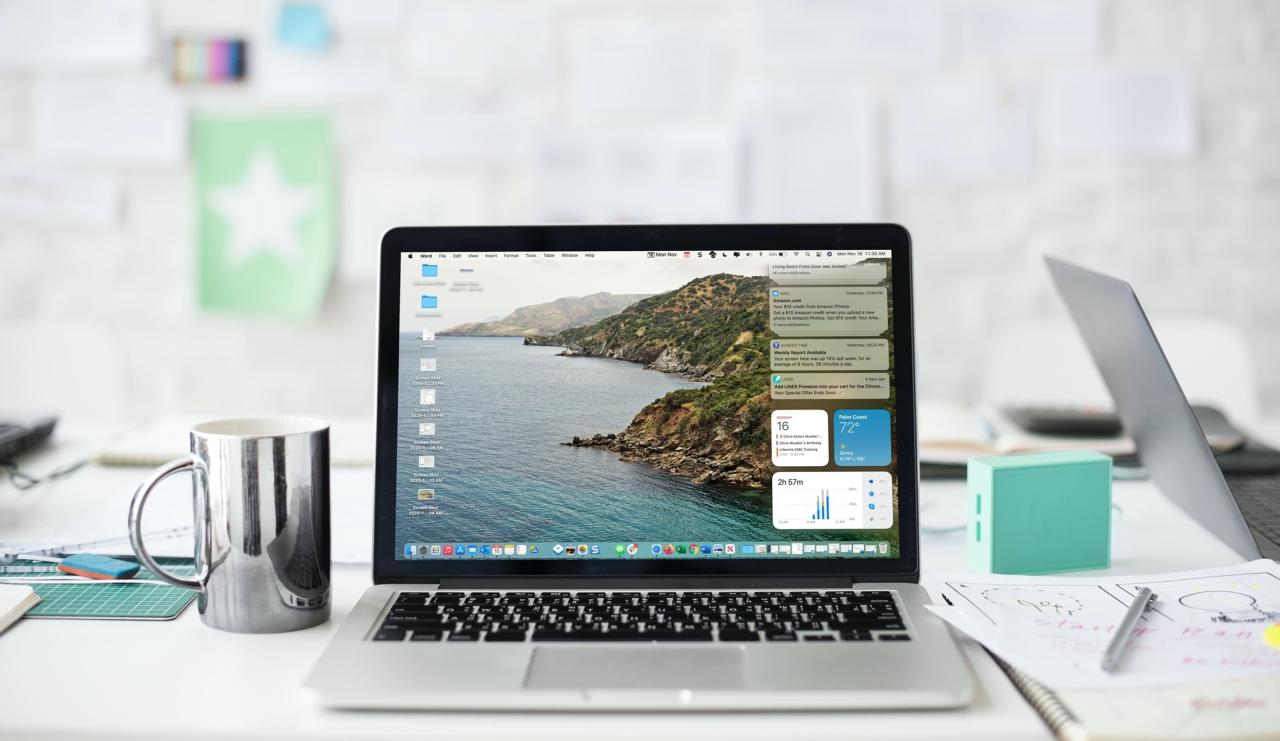 Centro de notificaciones en MacBook Pro con Big Sur