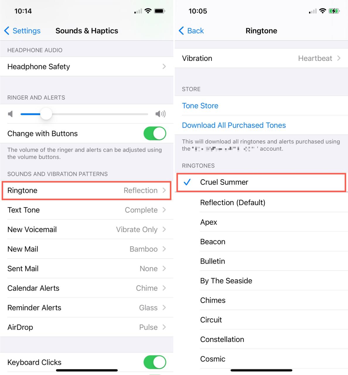 Seleccione Nuevo tono de llamada en iPhone