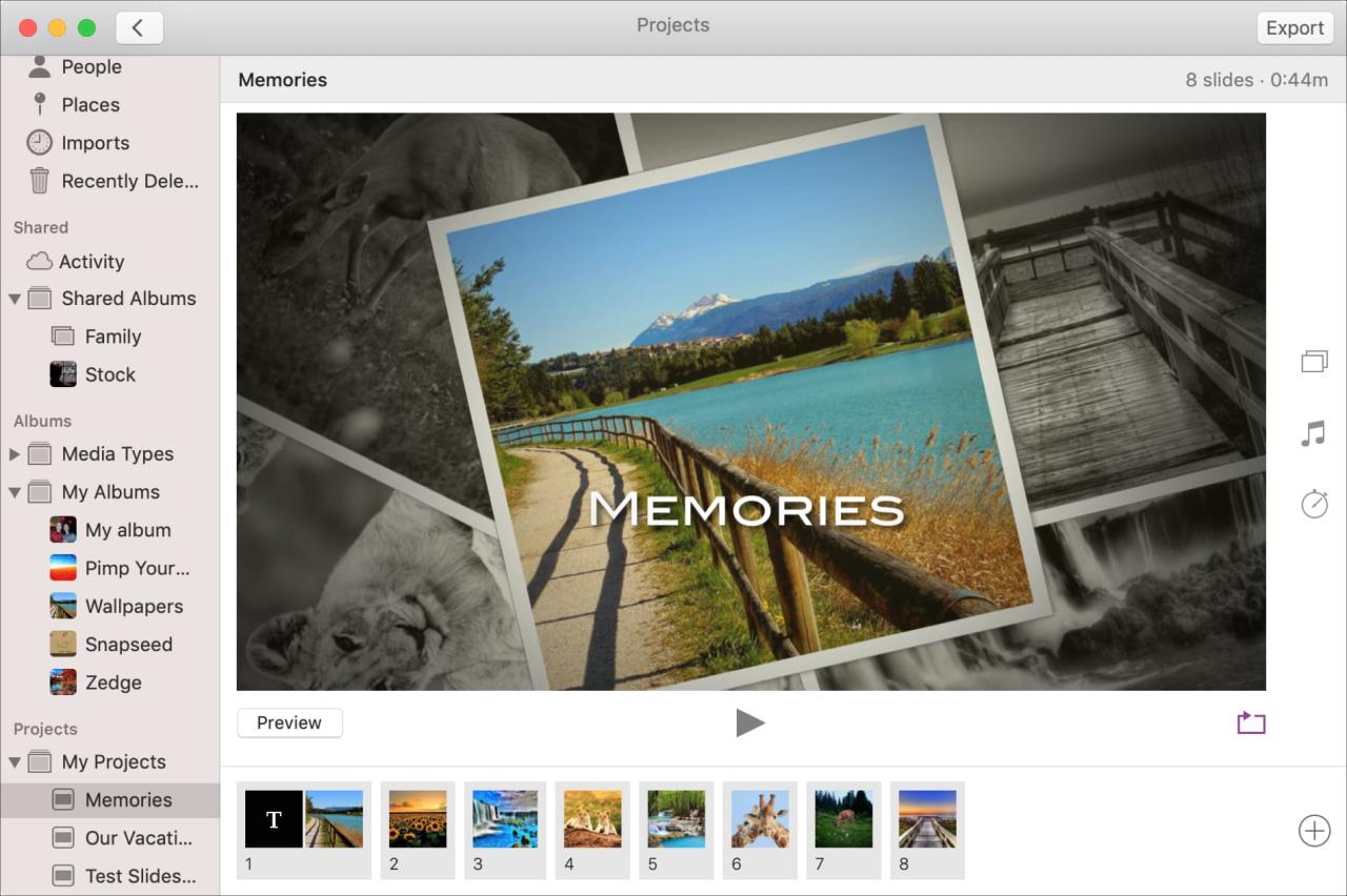 Presentación de diapositivas en Fotos en Mac
