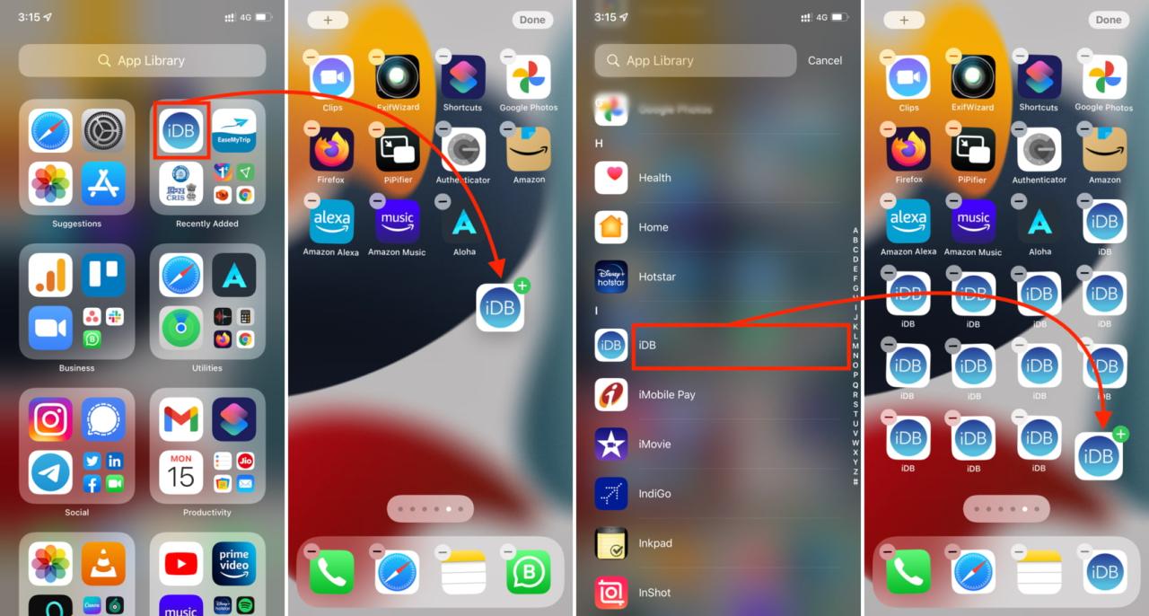 Pasos que muestran cómo crear copias de íconos de aplicaciones de una aplicación para iPhone