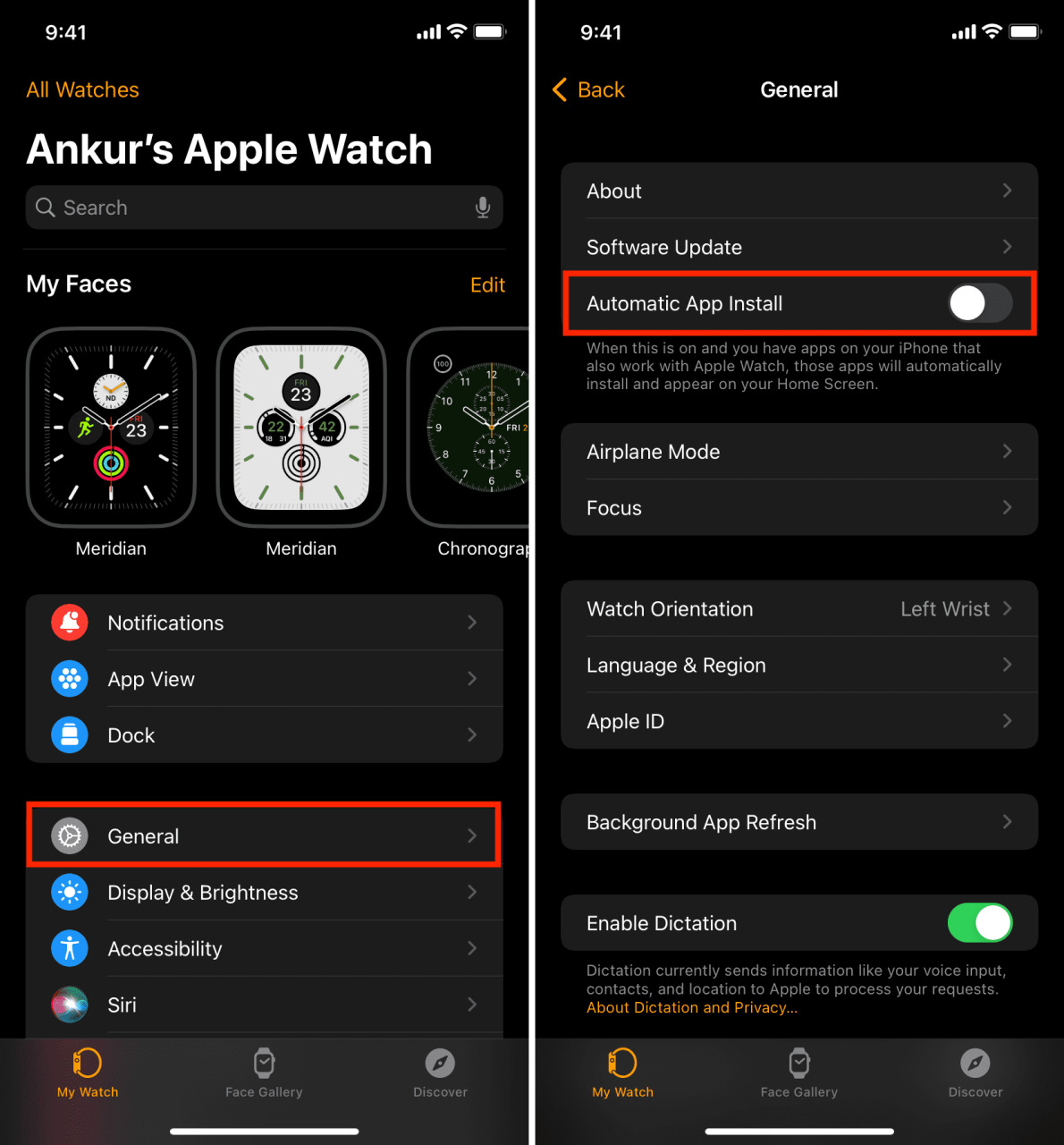 Desactivar la instalación automática de aplicaciones para Apple Watch