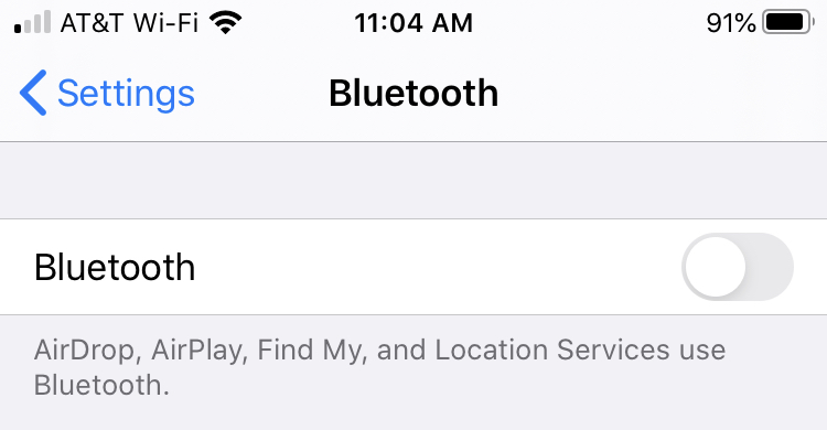 Desactivar Bluetooth iPhone