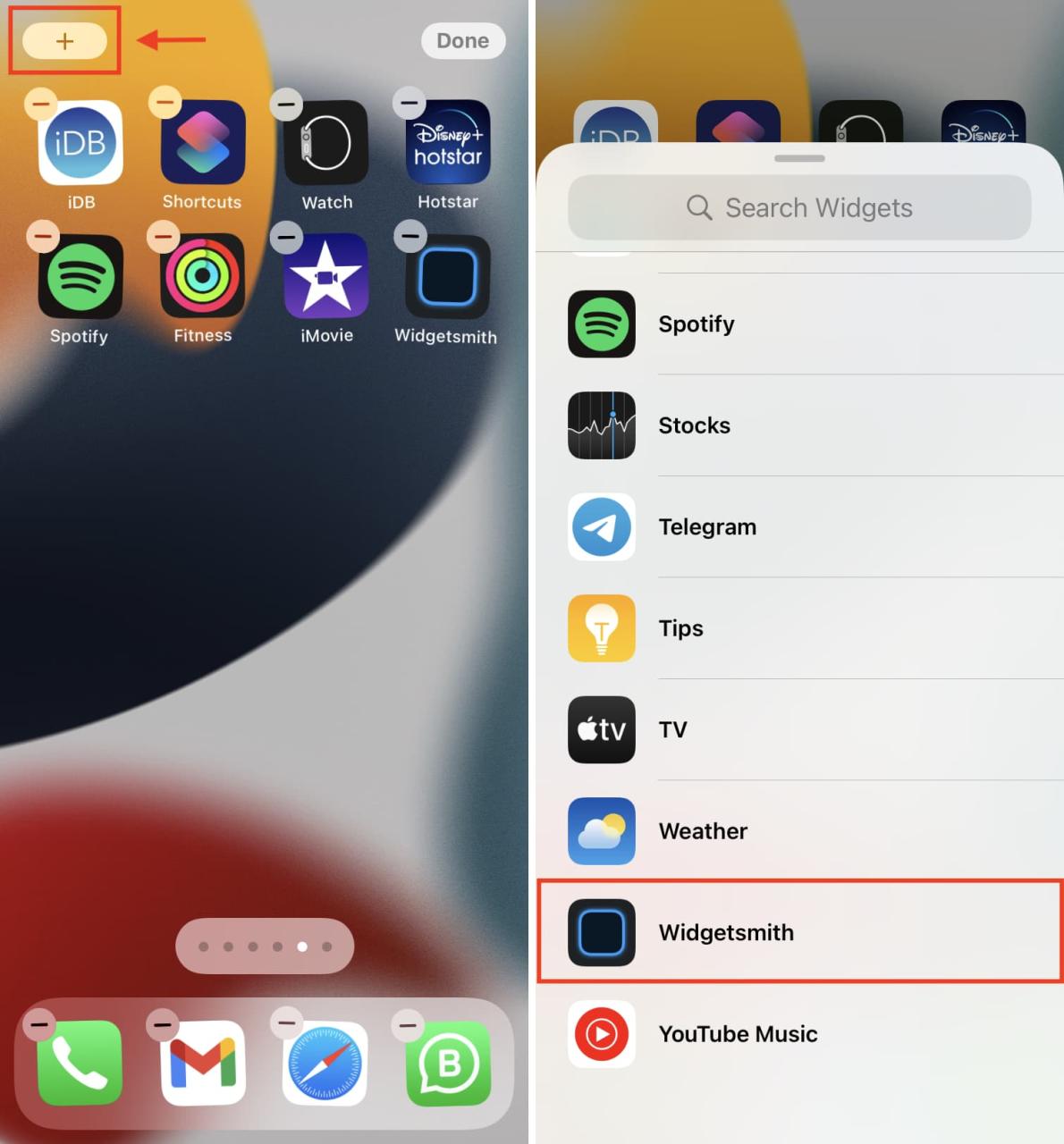 Widgetsmith en la pantalla de inicio del iPhone