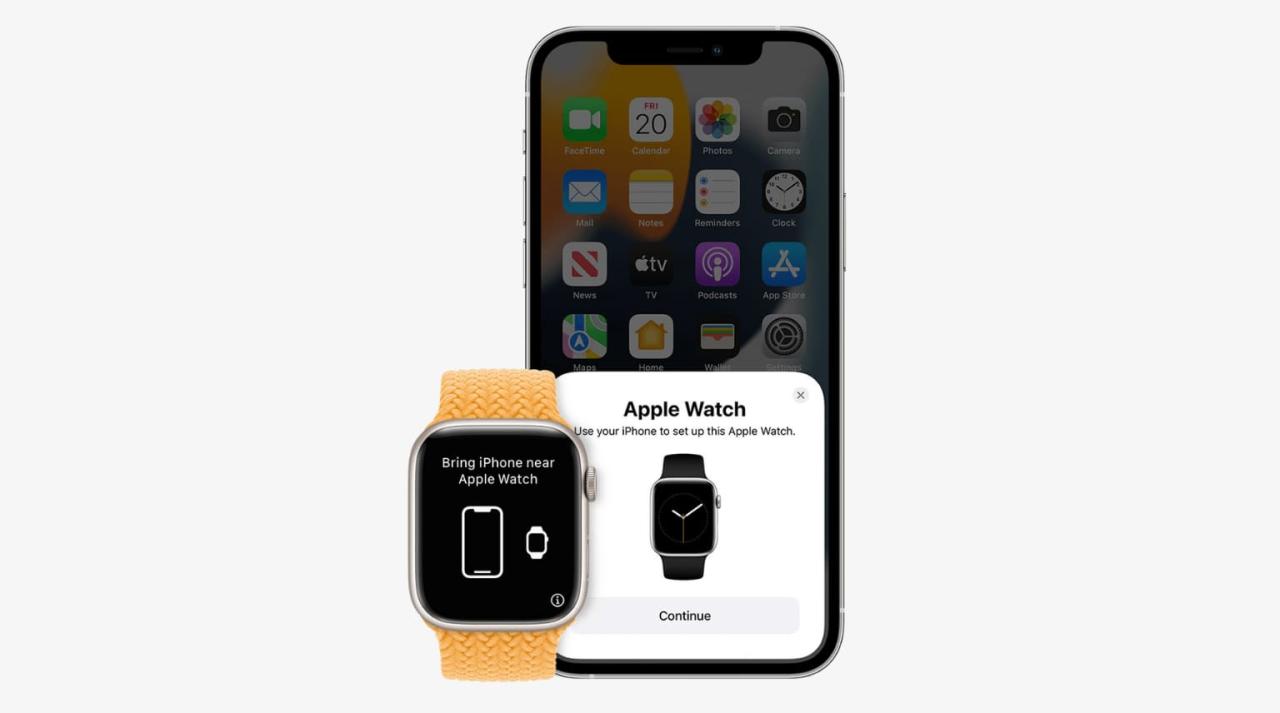 iPhone y Apple Watch no emparejado en la pantalla de configuración
