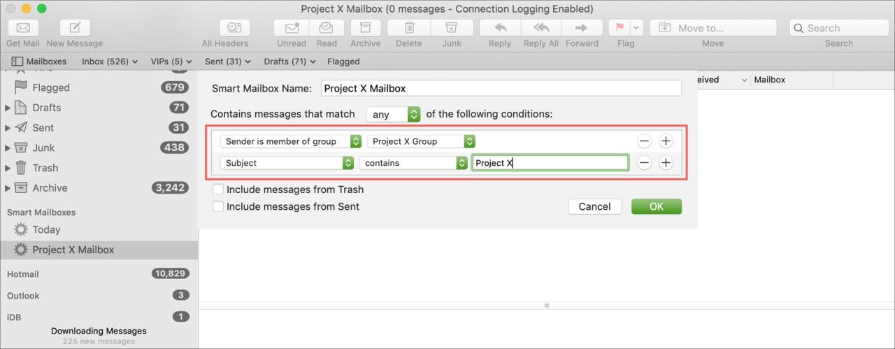 Agregar Condiciones Smart Mailbox en Mail en la Mac