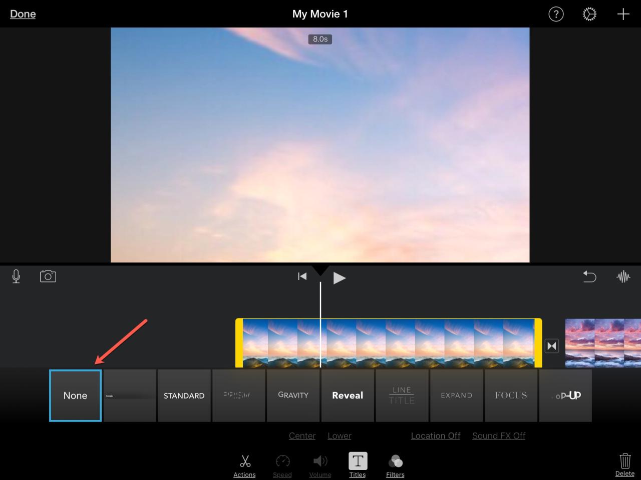 Eliminar un título en iMovie en iPad