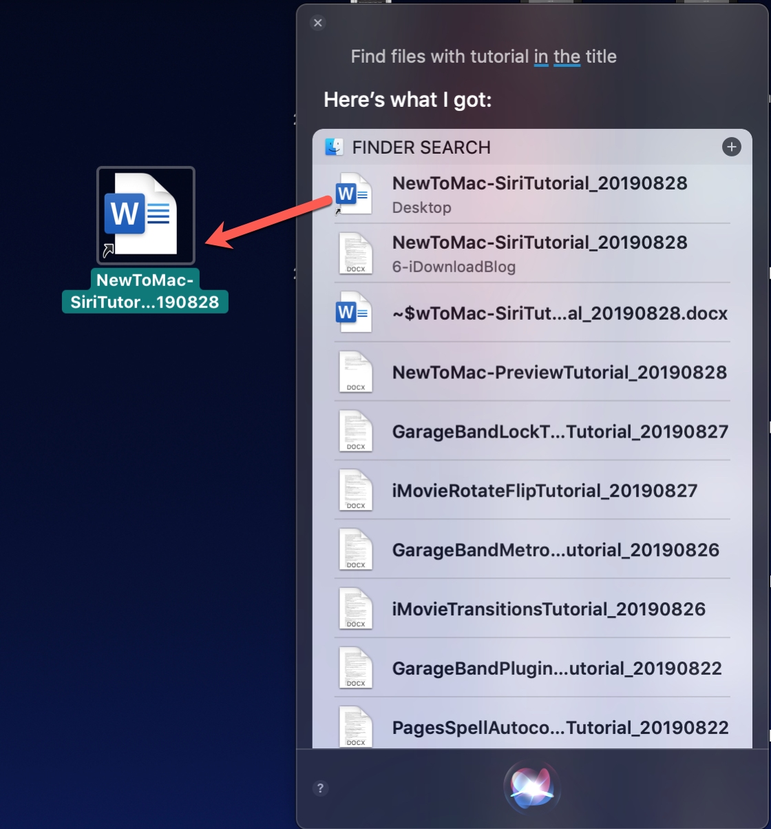 Arrastre los resultados de Siri al escritorio Mac
